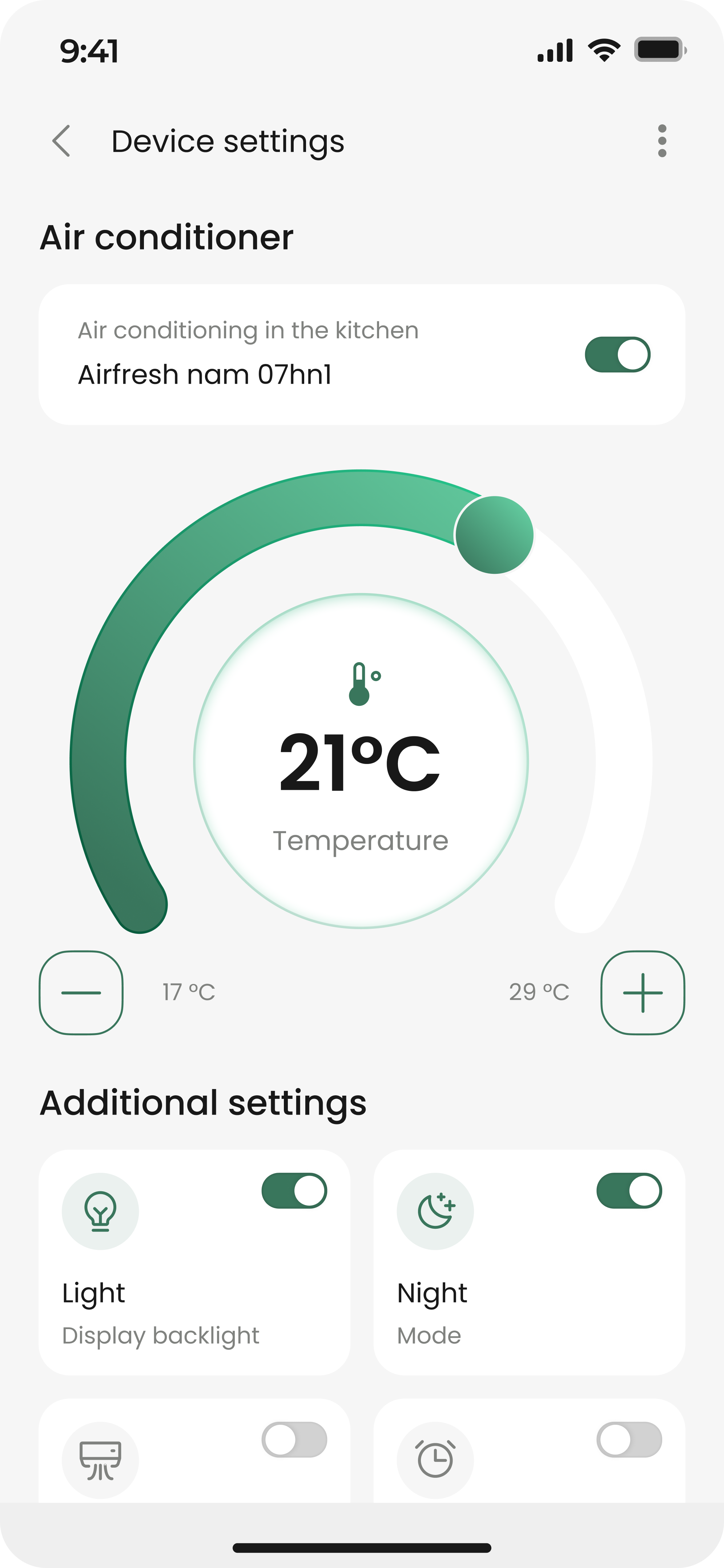 Air conditioner device settings