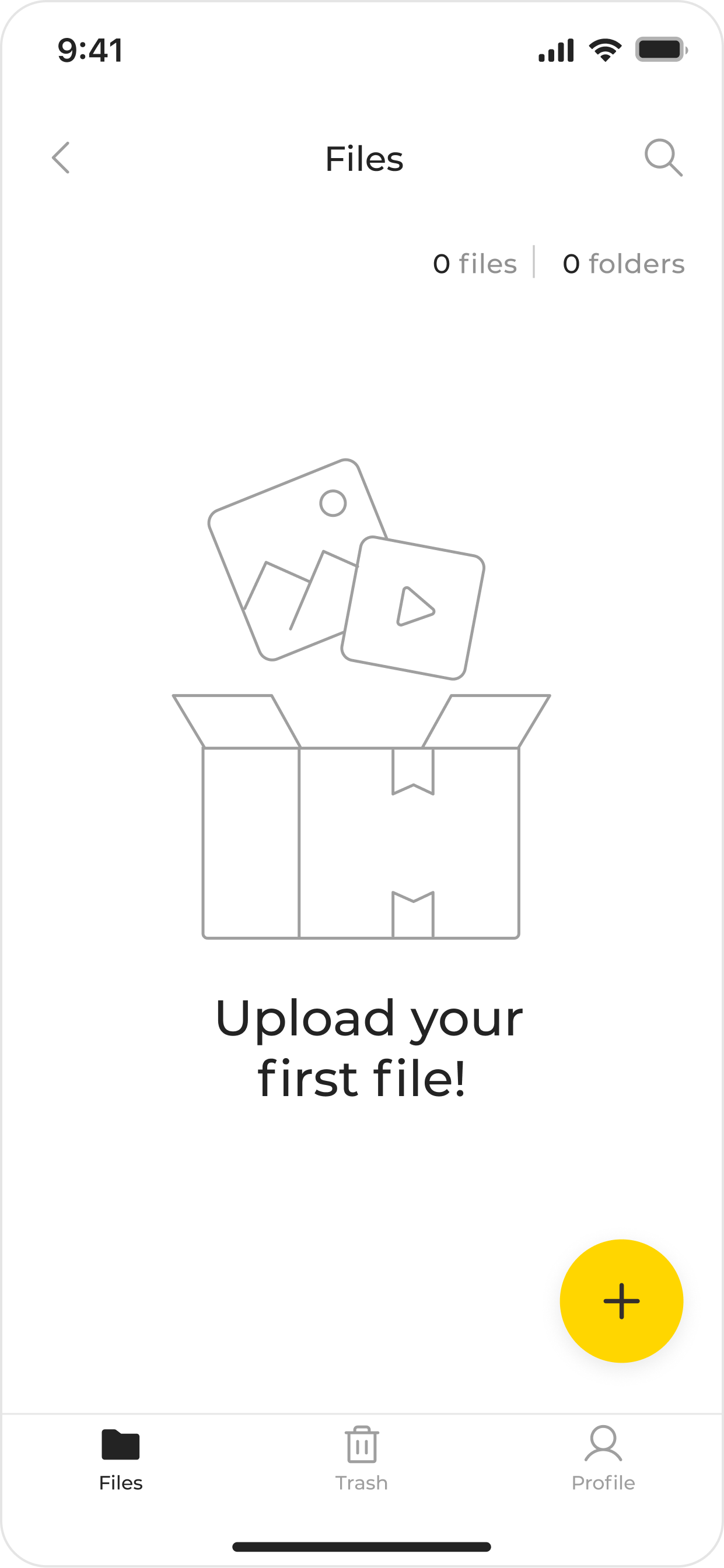 Files: upload your first file (before)
