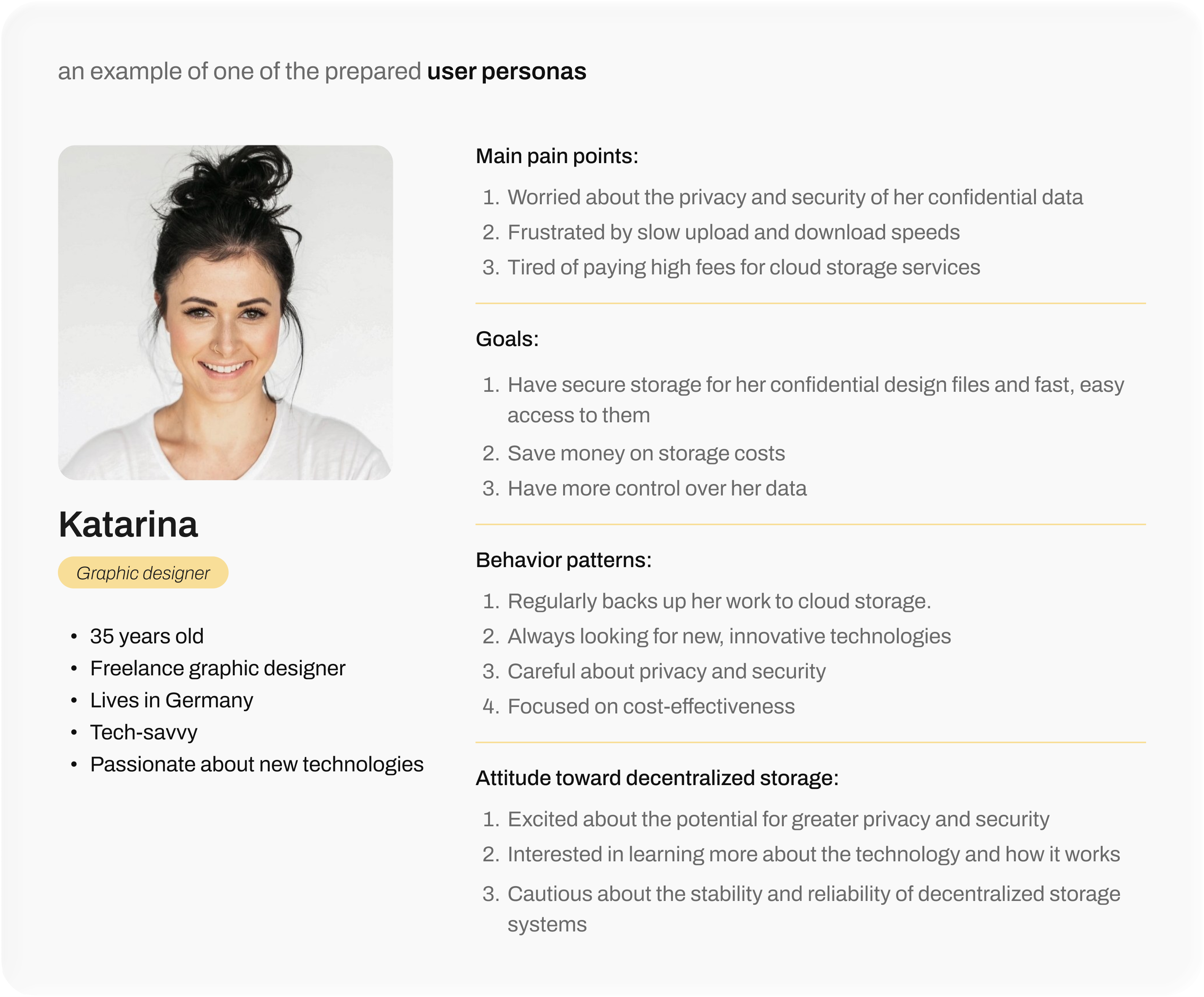 User persona: Katarina